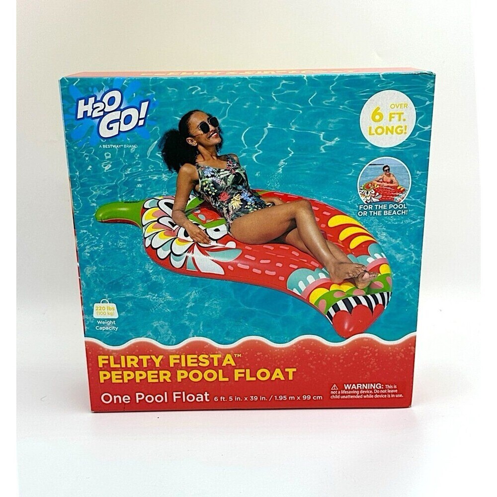 H2OGO! Inflatable Flirty Fiesta Pepper Pool/Water/Beach Float 6'5" x‎ 39"